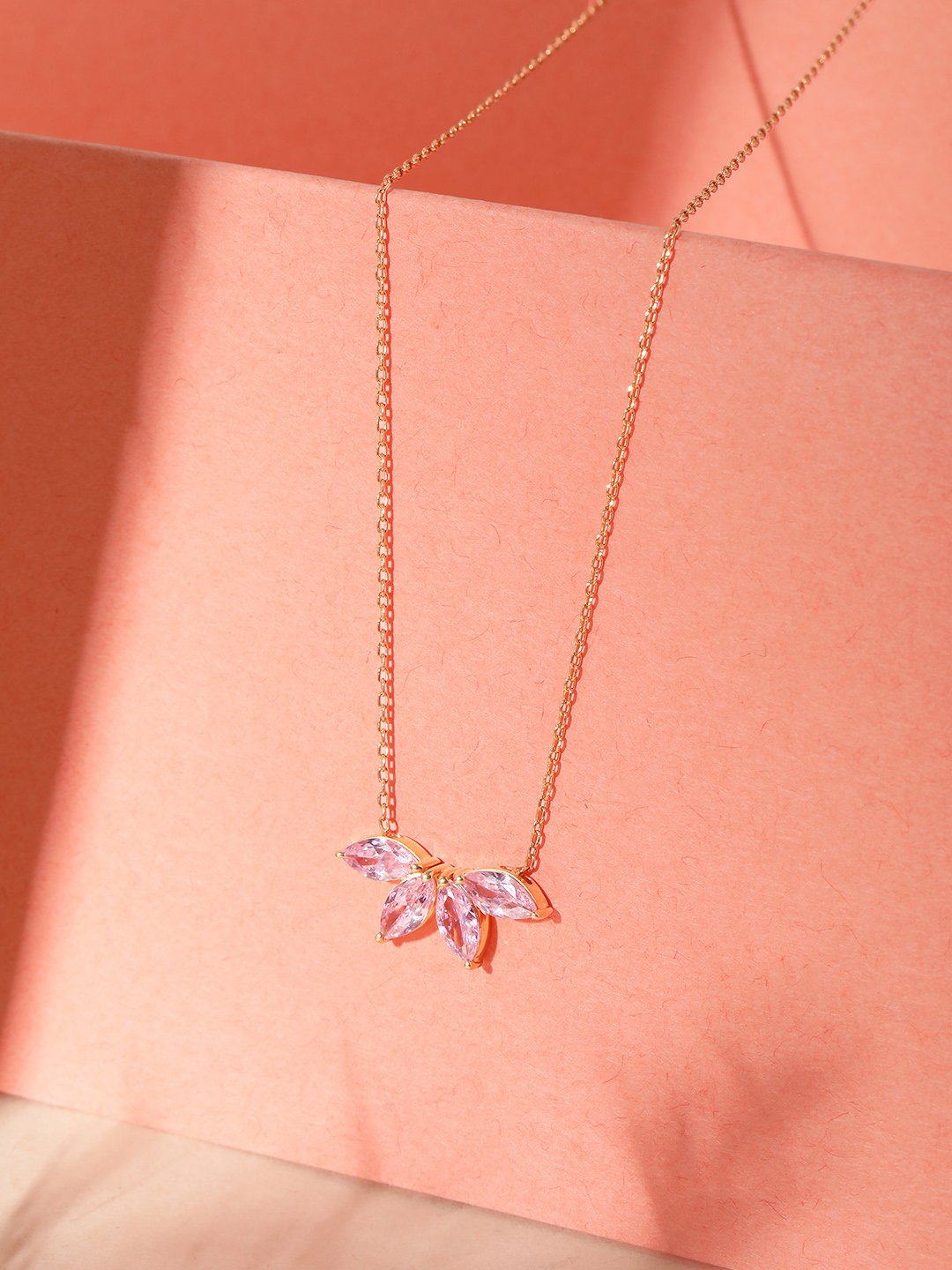 Fayra Ray Pendant Chain (925 Real Silver) - Rose Gold